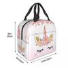 Schattig Eenhoorn Cartoon Patroon Draagbare Lunchbox Vrouwen Waterdicht Thermisch Koeler Voedsel Geïsoleerde Lunchtas School Kinderen Student