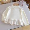 Girls Cartoon Long Sleeve T-shirt Spring Autumn Fashion Cartoon Rabbit Printed Pullover Baby Girls Sweet Lace Hem Top