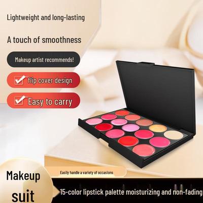 15-kleuren lippenstiftpalet voor beginners: Hydraterende, Langhoudende Lipgloss & Contouring Blush
