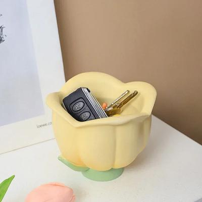 Minimalism Cartoon Tulip Storage Ornaments Kawaii Accessories Desktop Decoration Girls' Room Storage Lovely Home Decor