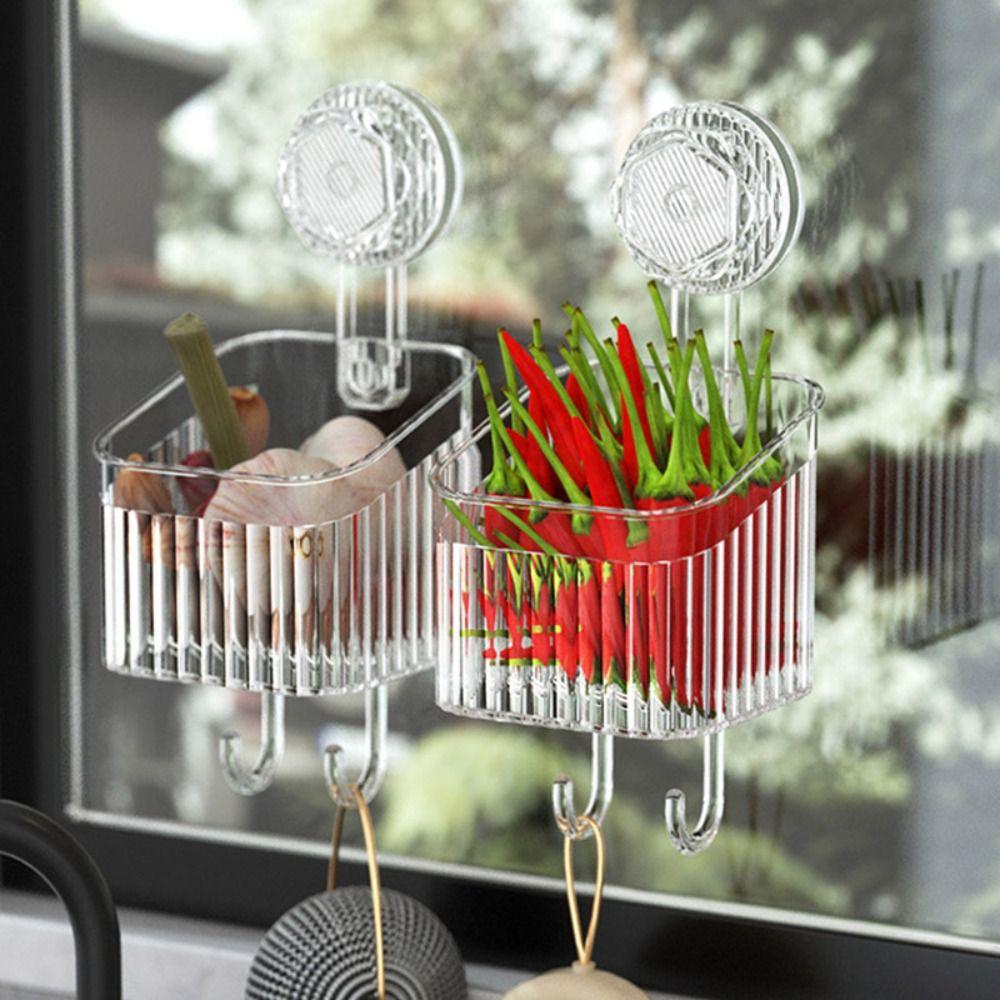 Punch Free Shower Storage Rack Organizer Bathroom Shower Basket Suction Cup Shelf  Home