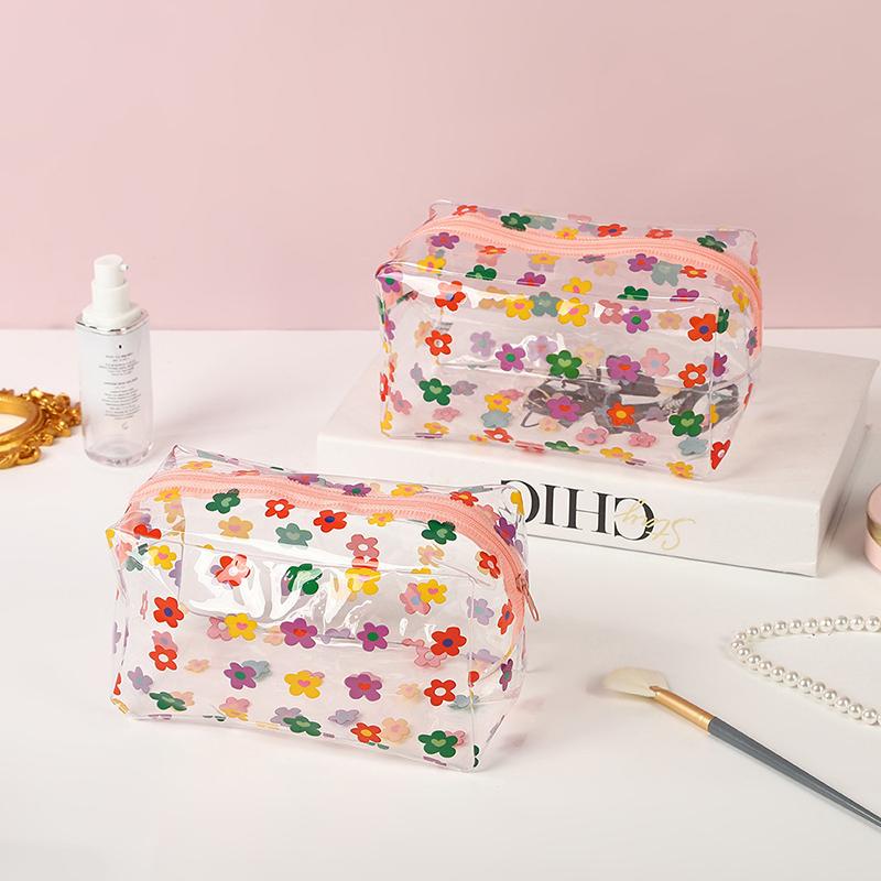 PU Waterproof Cosmetic Bag Large Capacity, Frosted Transparent Travel Organizer for Swimming Wash Bag