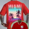 Reine Baumwolle Atmungsaktiv Neon-Farbverlauf Miami Unisex Strandmotiv T-Shirt Ein Vielseitiges Oberteil Für Sommerliche Strandausflüge 2026 Sommer Neu