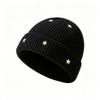 Star Decorative Knitted Hat Vertical Flanged Ear Protector Wool Hat Simple Cool Hat Women's Warm Windproof Cold Hat