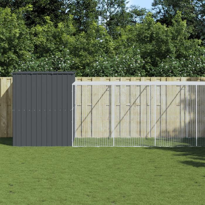 VidaXL Niche pour chien avec cour anthracite 214x1273x181 cm, cage pour chien, abri pour chien, maison pour animaux, cages 3189136
