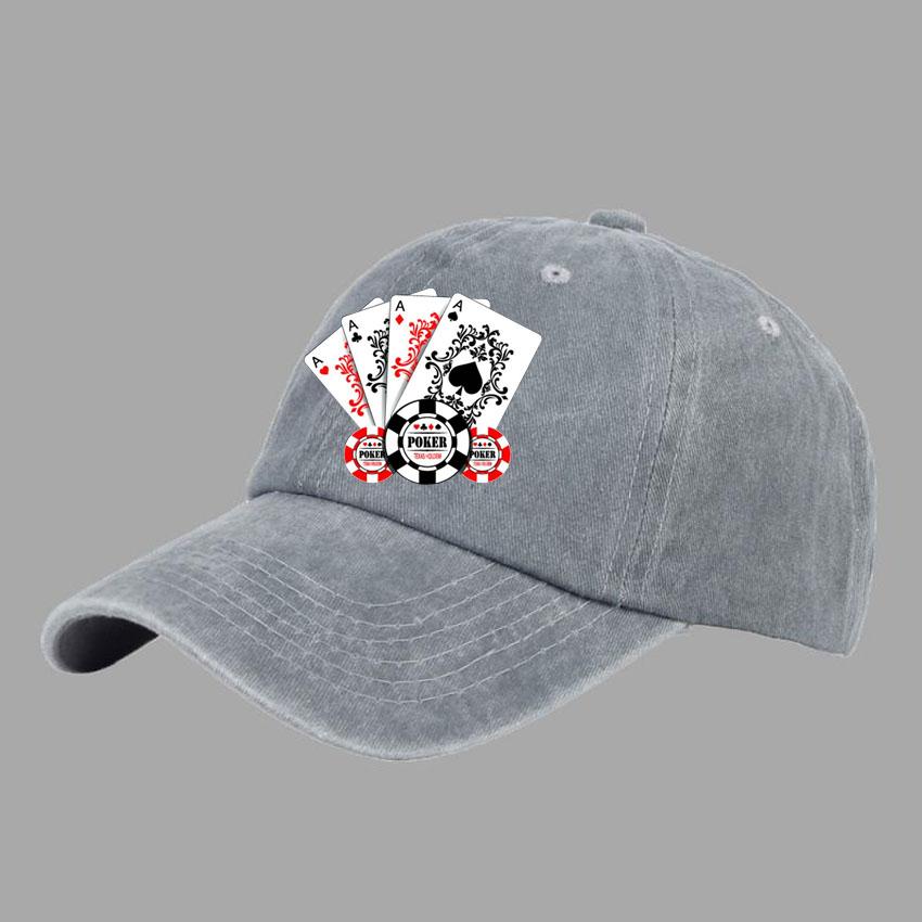 Baseball Caps Men Women Vintage Washed 100% Cotton Dad Hat Funny Poker Pattern Print DIY Team Logo Snapback Cap Hip Hop Hat