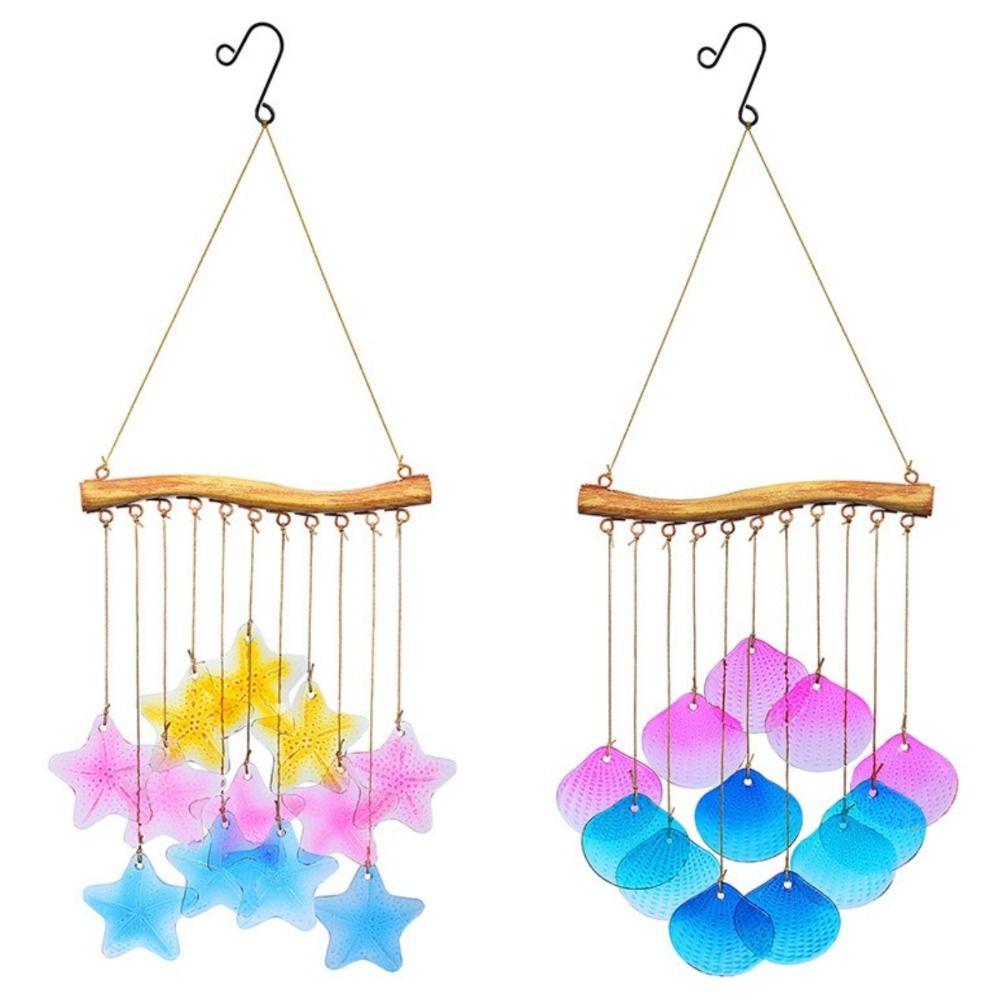Shell Colored Glass Wind Chime Creative Light Collection Pendant Home Decor Sun Catcher  Courtyard