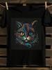 WoPsychedelic Multicolor Cat Tshirt