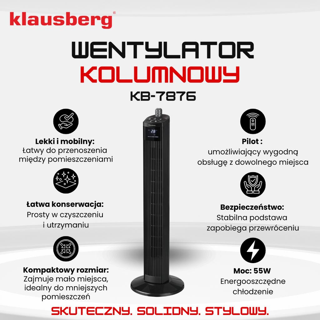 Wentylator kolumnowy podłogowy z pilotem 55W KLAUSBERG KB-7876