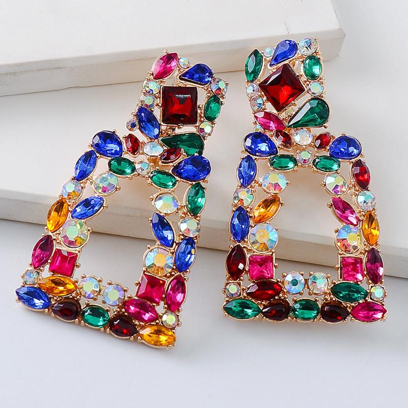 Juran Rhinestone Geometric Drop Earrings
