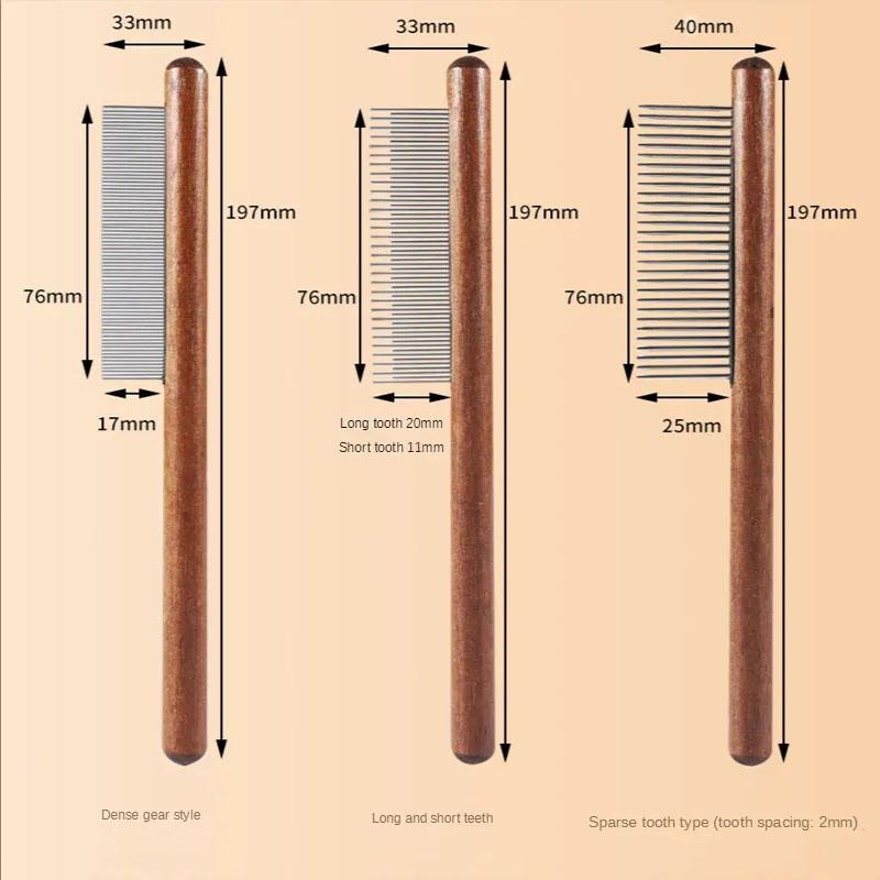 Flohkamm für Haustiere, Katzen und Hunde, Kamm zum Entfernen von Flöhen und Zecken, Edelstahl-Pflegebürste für verfilzte Haustiere mit langem und kurzem Haar