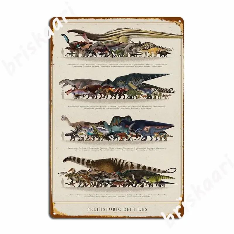 Prehistoric Reptiles Size Chart Poster Metal Plaque Poster Wall Pub Cave Designing Garage Create Tin Sign Poster