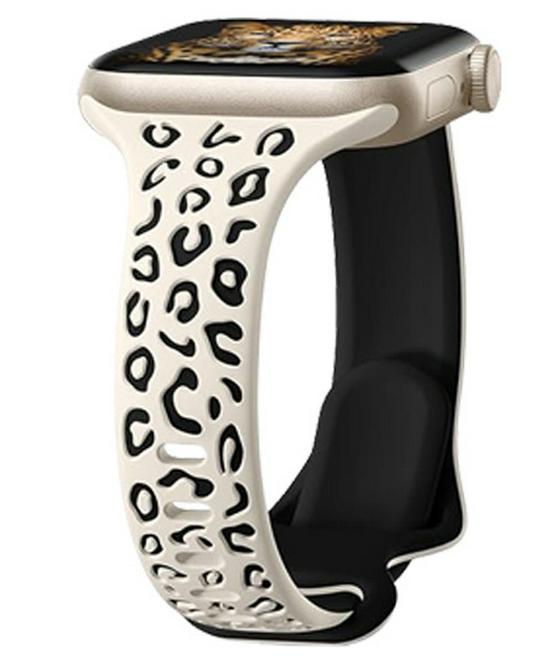 Dual-Color Leopard Print Silicone Strap for Apple Watch (Compatible with Series 1-9)