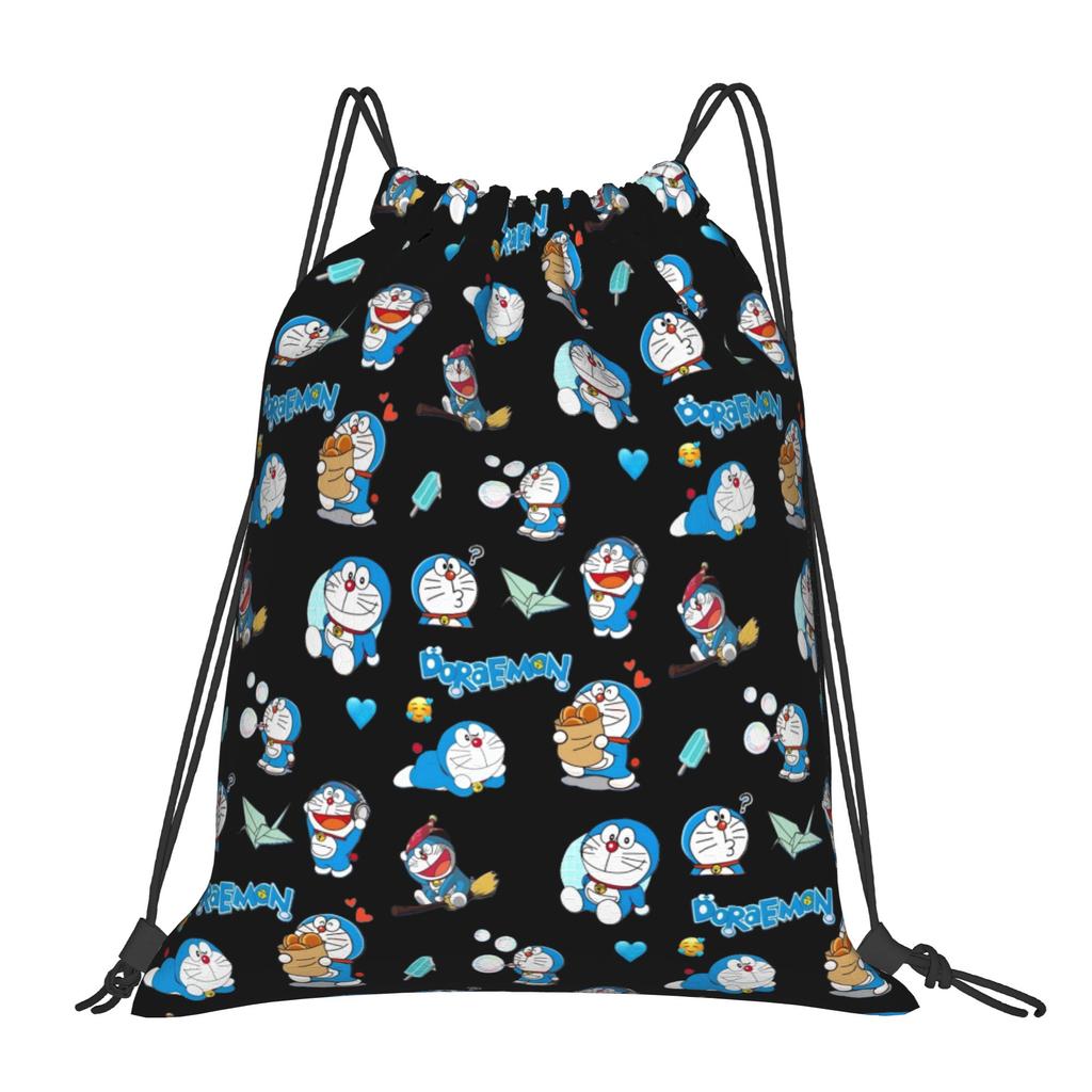 Custom D-Doraemones Drawstring Backpack Women Men Gym Sport Sackpack Foldable Cartoon Training Bag Sack
