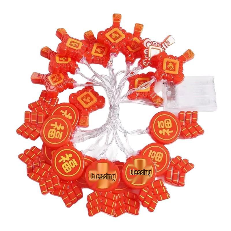 Solar-Powered Waterproof Lanterns with Firecrackers and Chinese Knot for Outdoor New Year or Festival Decoration