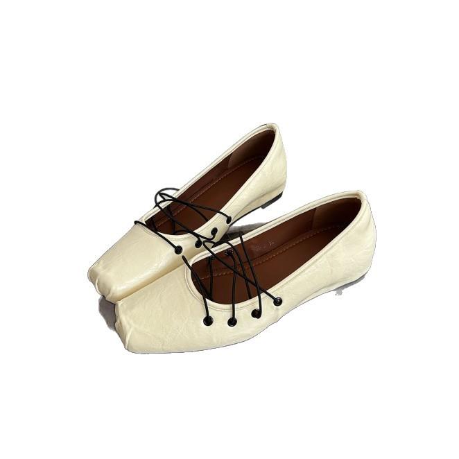 Satin ballet single shoes women's summer 2025 new retro shallow mouth flat bottom cross strap Mary Jane shoes
