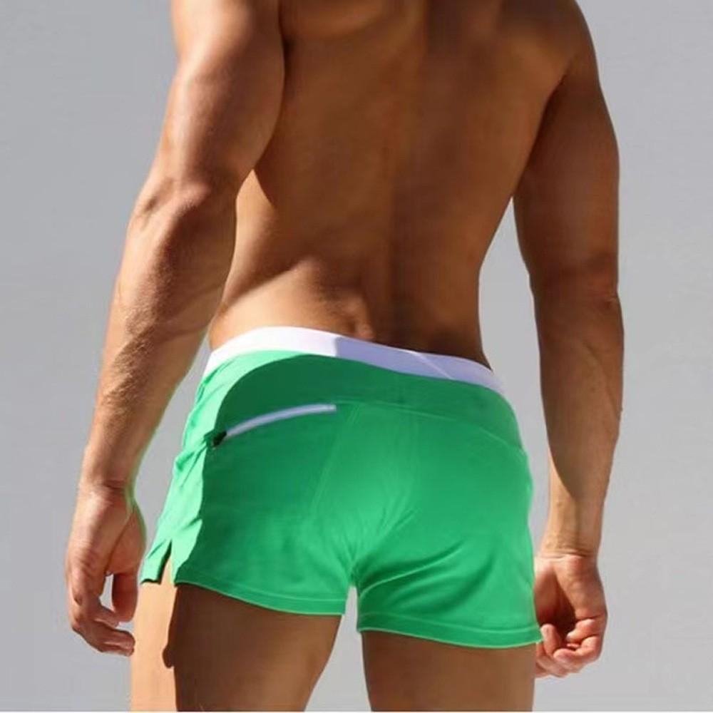 

Men s Swimming Trunks, High-waisted Tight-fitting Lace-up Boxer Shorts XL зелений