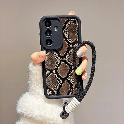 Módní pouzdro s potiskem vzoru Královské zmije + Černá šňůrka Flexibilní měkký silikonový TPU kryt Celý zadní kryt pro IPhone Samsung Xiaomi Redmi