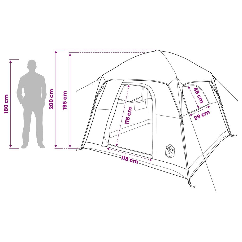 Cabin Tent Olive Green 244 x 213 x 183 cm Polyester and Steel