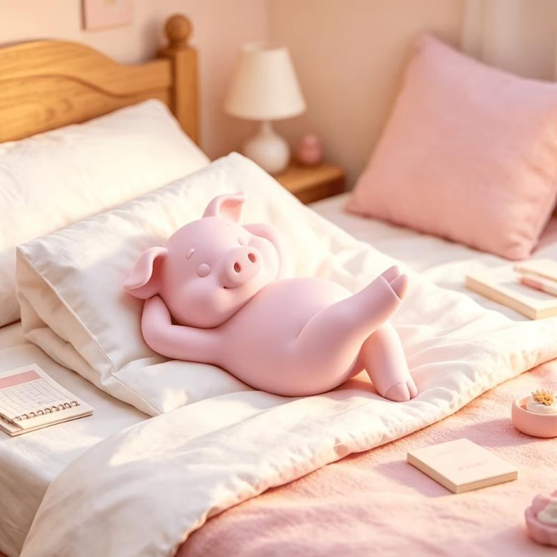 Pink Mini Pig Decorative Statue Cute Cuddly Desktop Ornament Small Animal Figurine for Living Room Home Decor