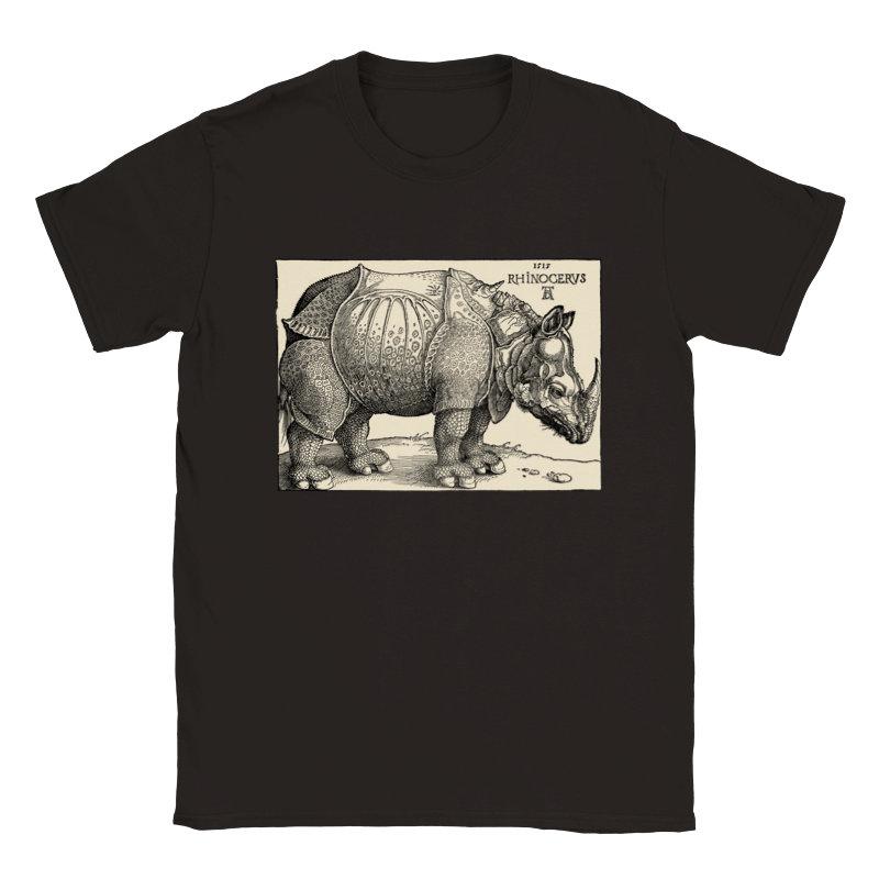 Albrecht Durer Rhino T-shirt: Classic Unisex Turtleneck Unisex Short-sleeved Round Neck Personality Street Style Tops