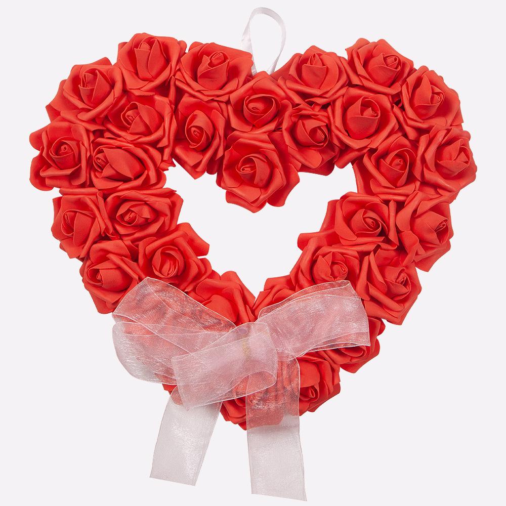 Valentine'S Day White Rose Wreath 2024 Romantic Love Wreath Outdoor Wedding Scene Arrangement Props