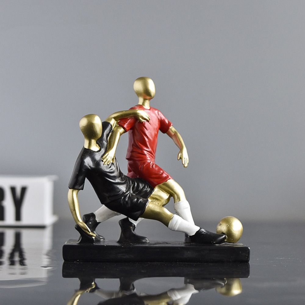 Mini Soccer Team Figurine Exquisite Football Player Statue Football Player Resin Figurine Bedroom