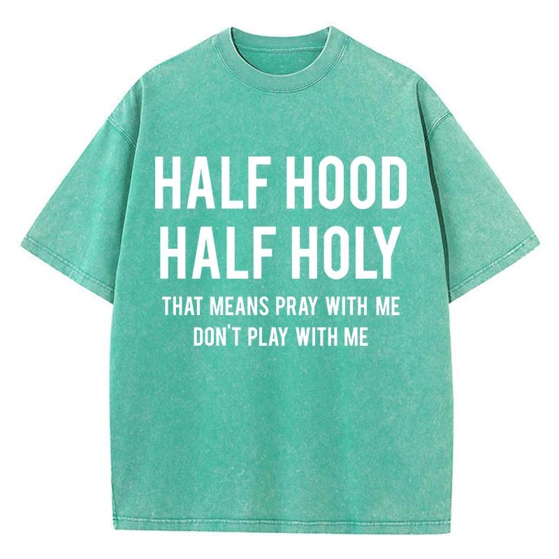 Woman Washed T-Shirts Pray With Me Don'T Play With Me Print Short Sleeve Distressed Crewneck Cotton Tops Clothes