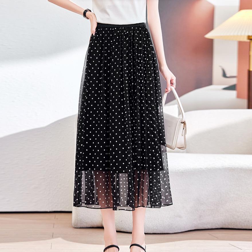 Summer New Light and Thin Mulberry Silk Skirt Elastic Waist Pendulum Temperament Silk Umbrella Skirt