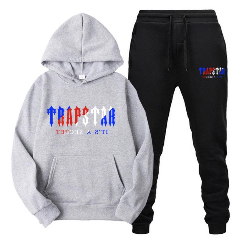Trapstar Streetwear Hooded Fleece Sweatshirt Casual Sport Two-Piece Set for Men & Women