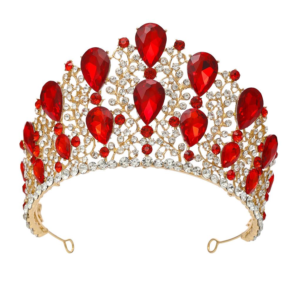 New Fashionable Alloy Rhinestone Red Green Crown Wedding Crown Bride Crown Tiaras