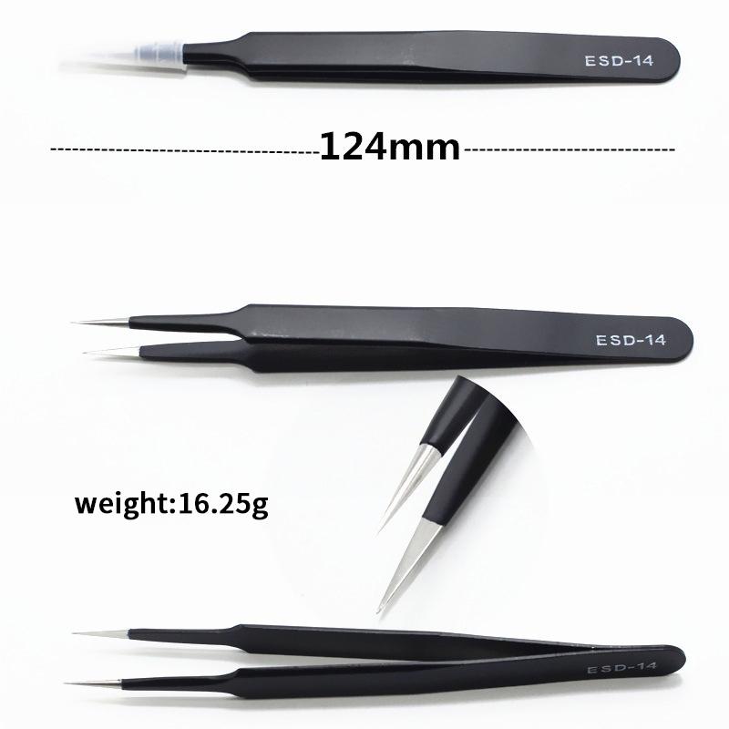 Precision Esd Anti-Static Tweezers Set -6-Pc Durable Stainless Steel Tool For Electronic Repair And Process Modeling, Bending&St