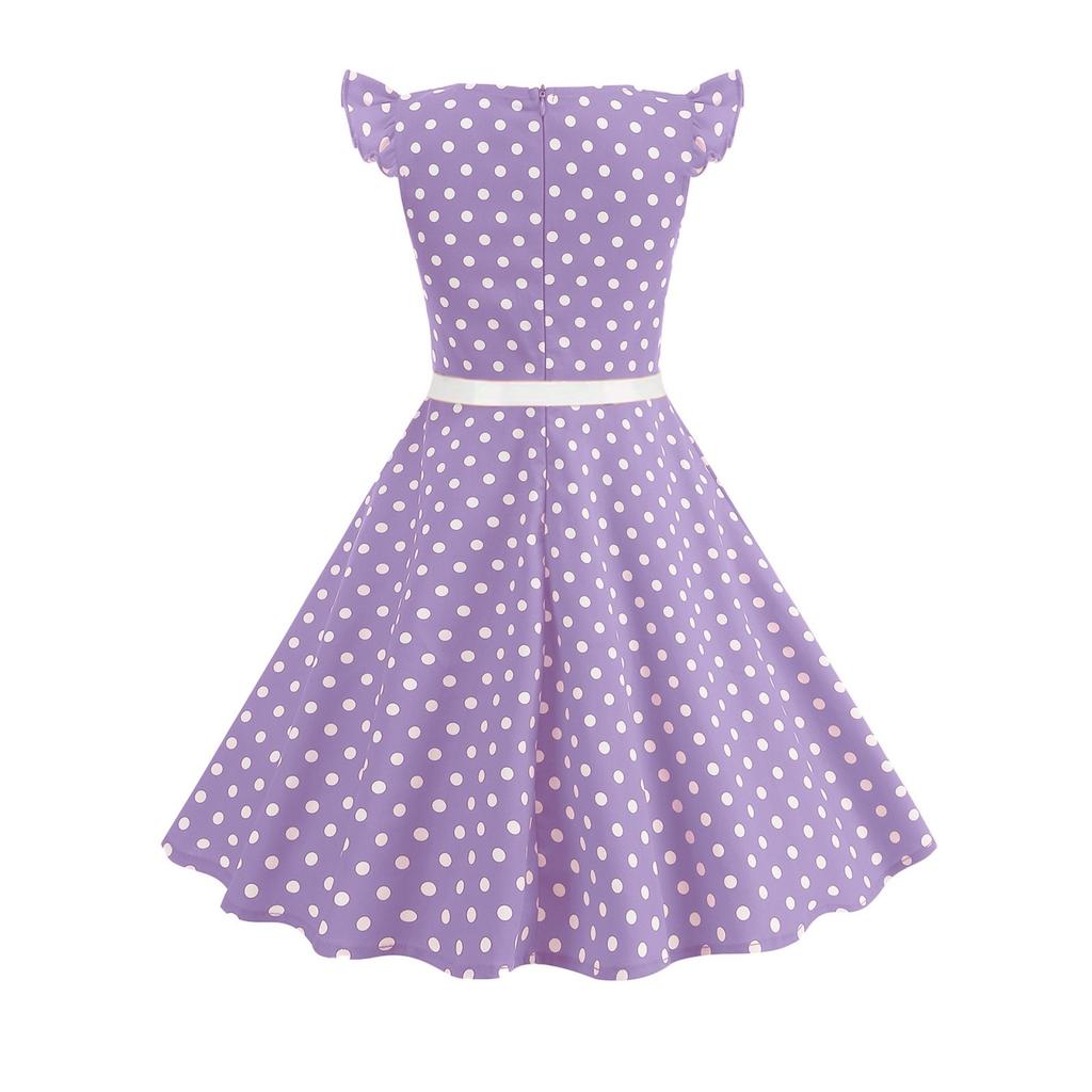 Μοντέρνο παιδικό φόρεμα με πουά και φρέσκια ρετρό φούστα