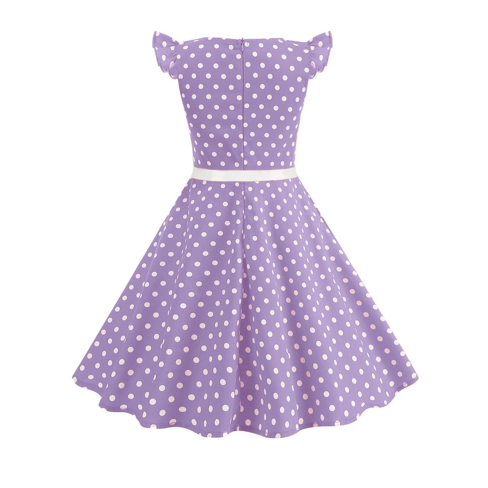 

Модное детское платье в горошек, свежая ретро-юбка 140 фиолетовый