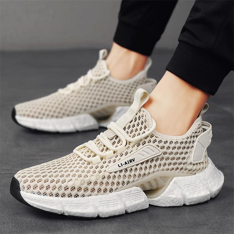 

Summer men s new breathable mesh shoes teen fashion trend casual trendy shoes real popcorn sports shoes 39 бежевый