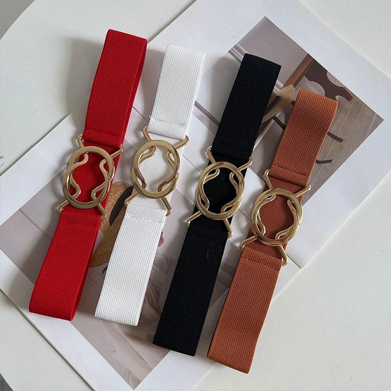 Wide Belt Women'S Simple With Dress Coat Decoration Black Belt Women'S Elastic Elastic Waist Seal