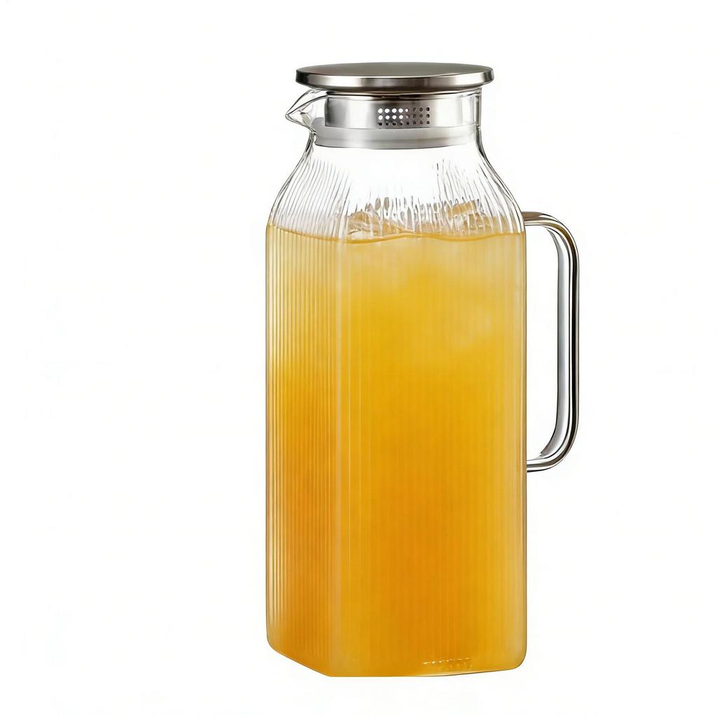 Pitcher With Lid 2000ml Clear Heat Resistant Large Thickened Carafe With Lid Water Carafe Container For Beverage Liquids