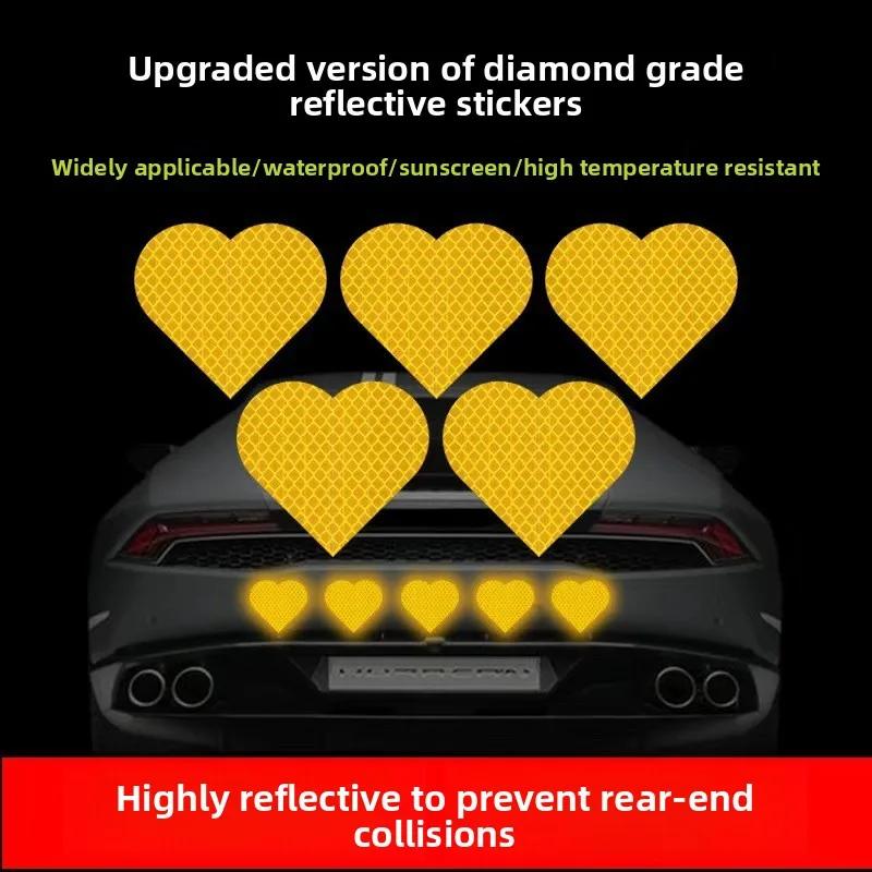 Motorcycle Sticker Reflective Night Safety Warning Electric Scooter Helmet Paper Car Tail Box Rear Heart-shaped Decorative