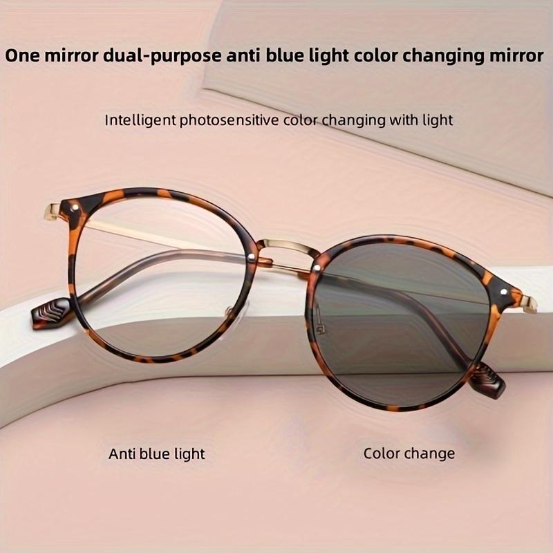 New Ultra-Lightweight Metal Glasses Frame Day And Night Color Change Anti-Blue Light Glasses