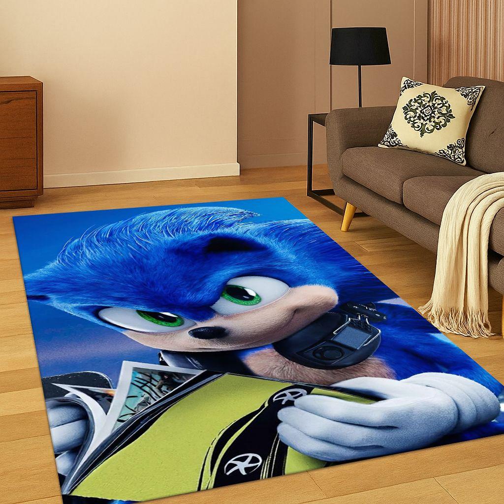 Classic S-Sonic Game Cartoon Hedgehog Carpet Rug for Bedroom Living Room Sofa Home Decor,kids Area Rug Non-slip Floor Mat Gift