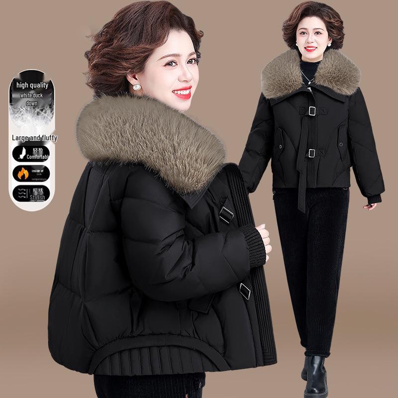 

Stylish Winter Jacket with Large Fur Collar for Young Mothers and Older Women - 2025 Cotton Padded Outerwear 2XL (recommended 155-175 lbs) чорний