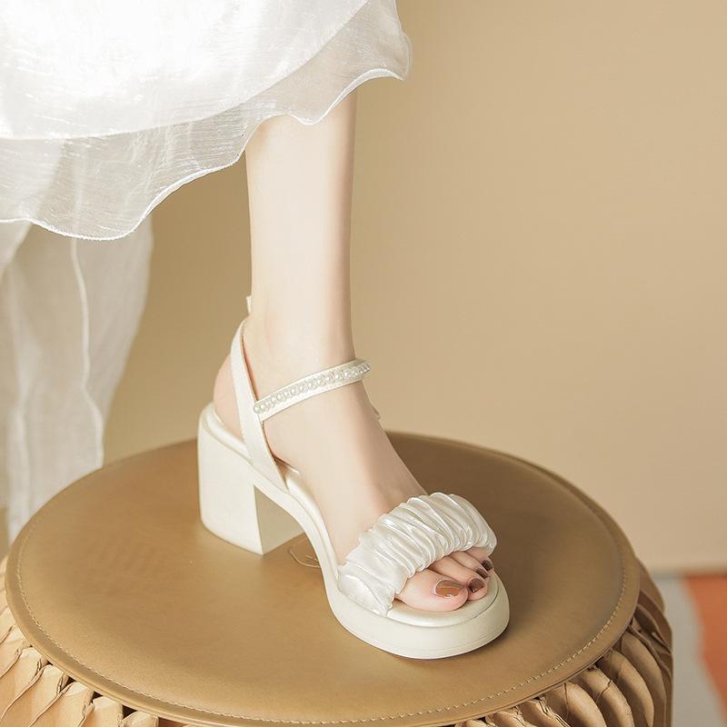 Sandals women's new summer French fashion word with fairy style sandals women's thick heels sandals high heels women