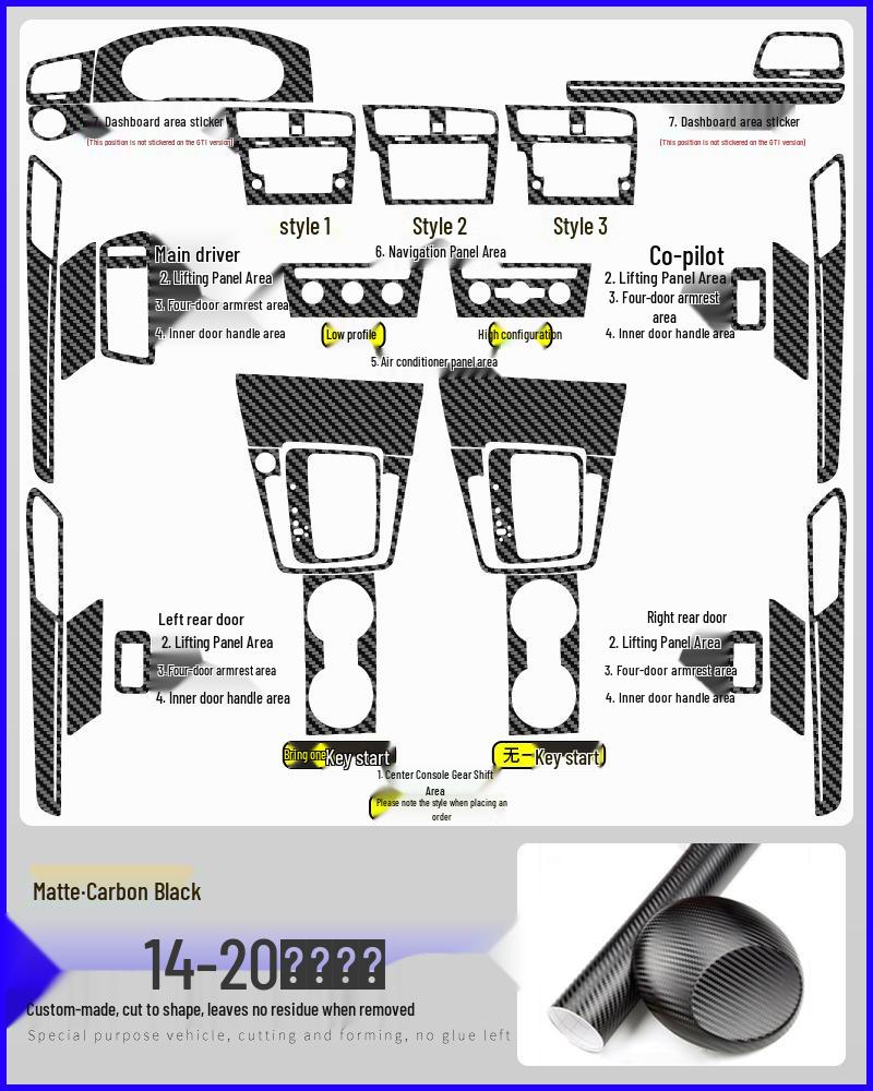 Golf 6th/7th/7.5th Gen Carbon Fiber Interior Console & Gear Shift Sticker.