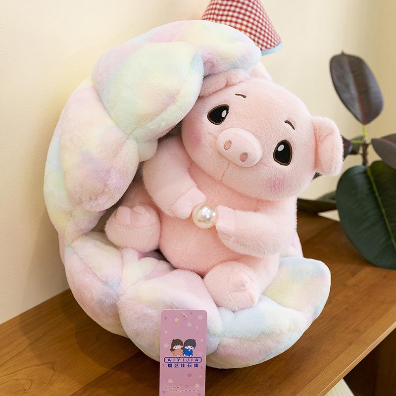 Cute Pig Throw Pillow Plush Toy Palm Bright Pig Doll Bed Sleeping Doll Girl Gift