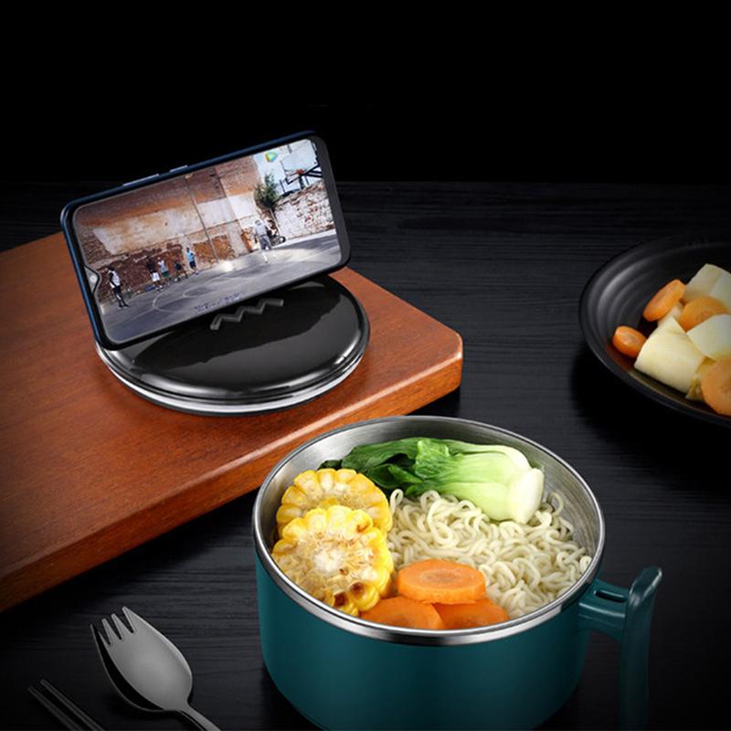 Stainless Steel Instant Noodle Bowl with Lid Spoon, Japanese-Style Sealed Lunch Box,Student Bento Box, Tableware, Large Capacity