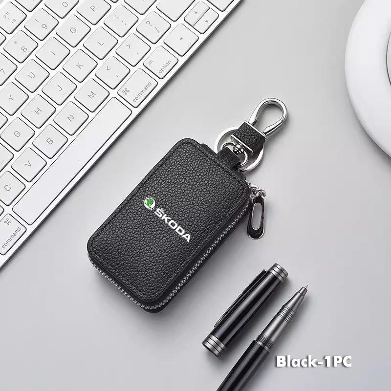 For Skoda Car Key Wallet Keys Organizer Bag Zipper Key Case Decoration Accessories Fabia 1 2 Octavia A7 RS Superb Rapid Yeti