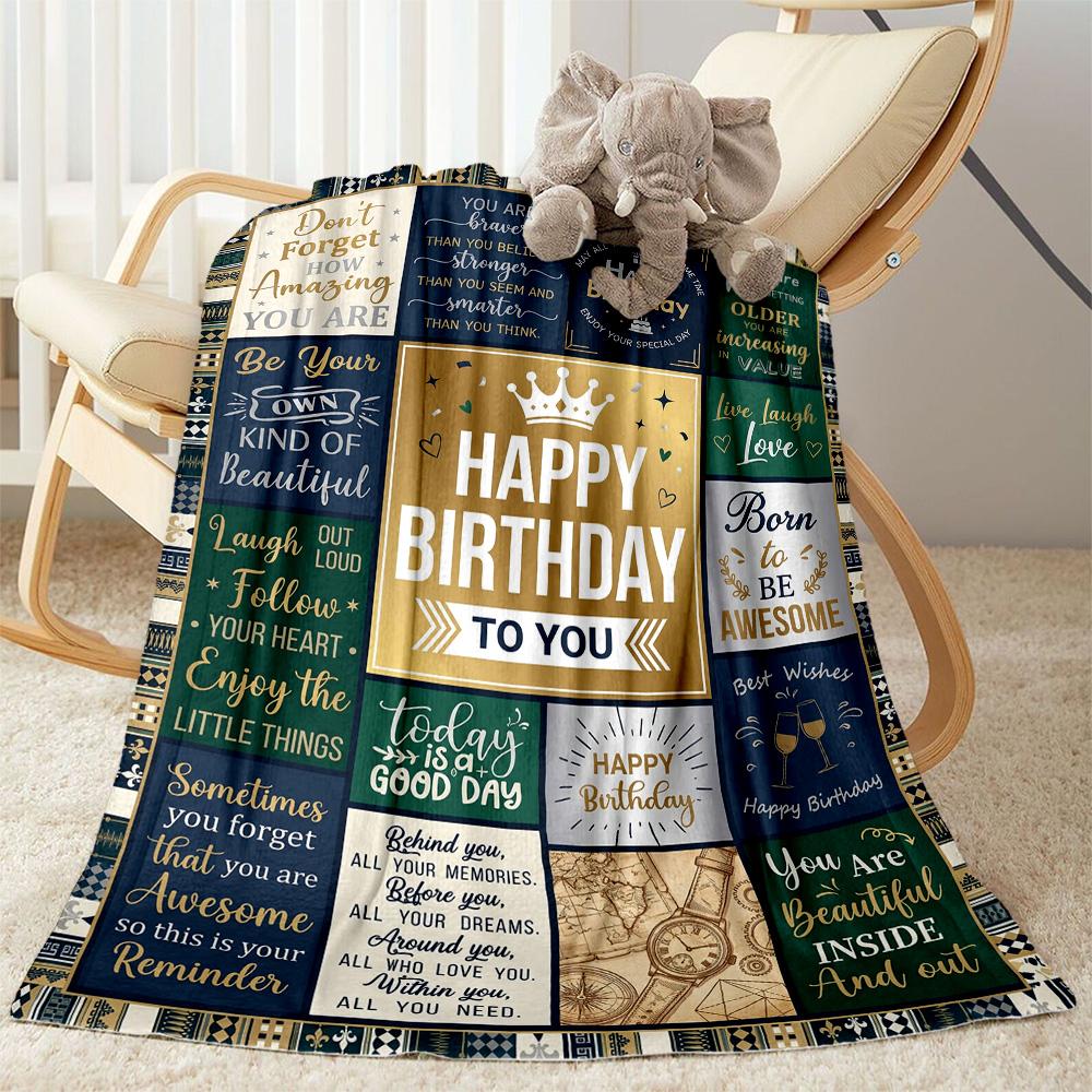 Happy Birthday Inspirational Quotes Flannel Blanket-Soft and Suitable for Sofas,Beds,Offices,Travel,All Seasons,Great Gift for Holidays and Birthdays.