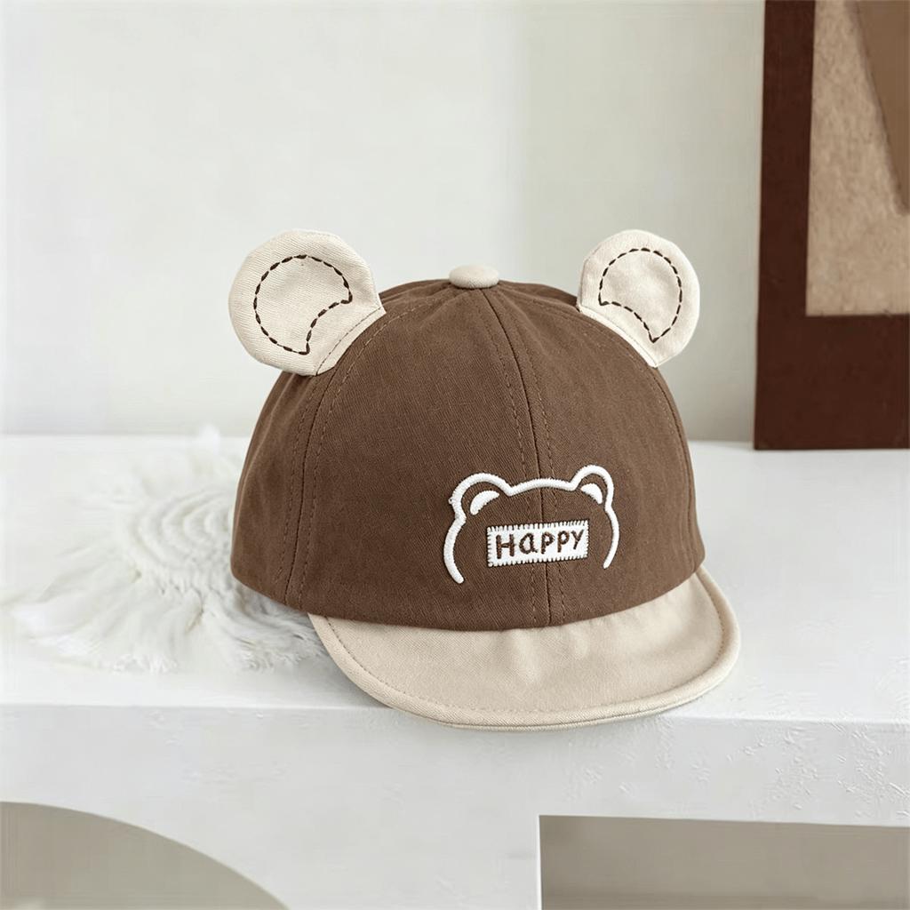 Children's Three-Dimensional Little Bear Ears, HAPPY -Matched Soft Brimmed Baseball Cap, Minimalist Design