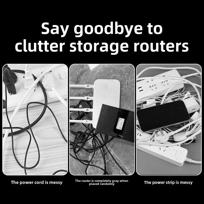 Veggfeste WiFi-rutelhylle - Oppbevaringsboks i ABS-plast med kabelhåndtering, Hengende organizer for strømlister og hjemmedekor