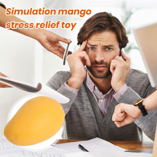Stress Relief Toy Mango Shape Squeeze Fidget Toy Comfortable Soft Decompression